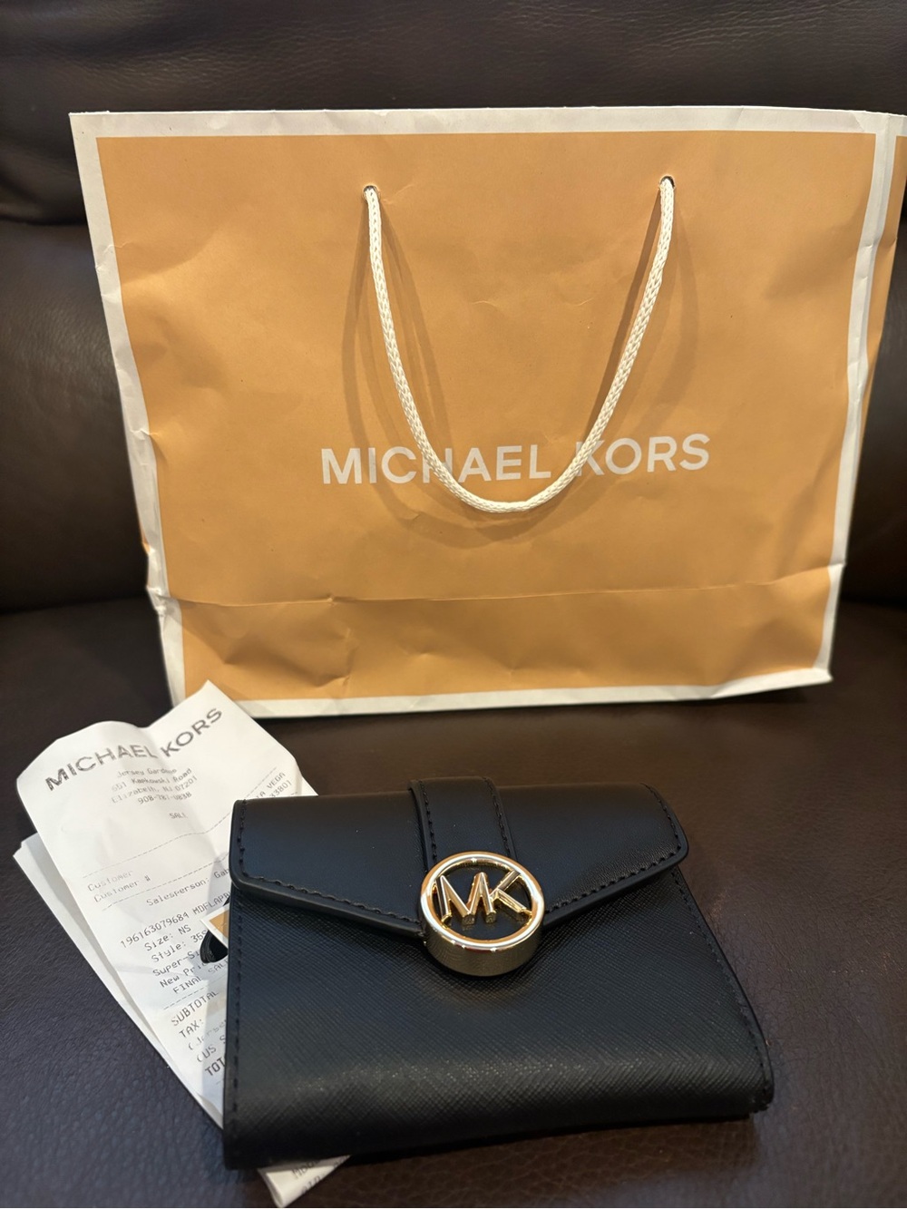 Michael Kors Black Wallet with Gold MK Logo